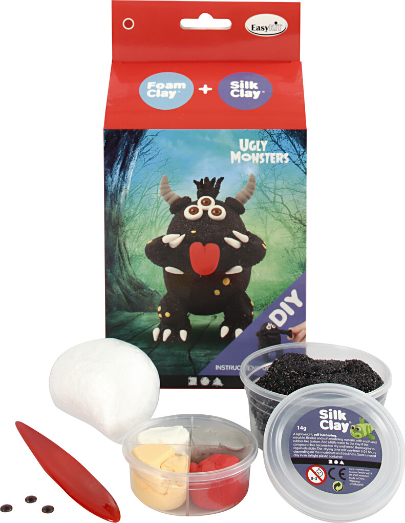 Billede af Diy Kit - Silk Clay Og Foam Clay - Funny Friends - Monster - Sort