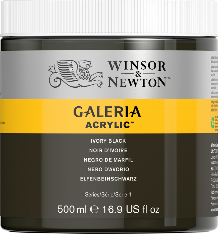 Winsor & Newton Galeria Ivory Black Akrylfarve - 500 ml