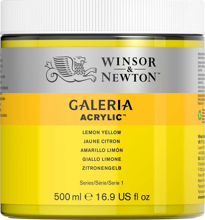 Winsor & Newton Galeria Lemon Yellow Akrylfarve - 500 ml