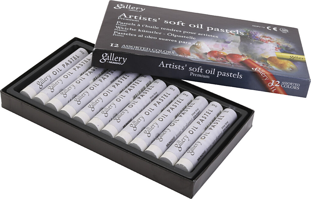 Gallery - Artists Soft Oil Pastels - Oliekridt - Grå Metal - 12 Stk.