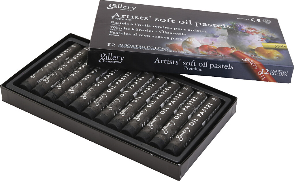 Gallery - Artists Soft Oil Pastels - Oliekridt - Sort - 12 Stk.