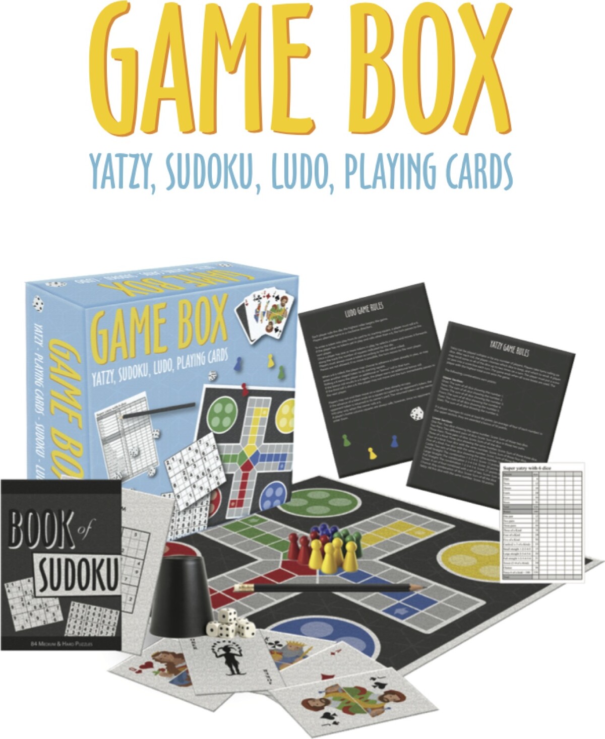 Game Box - Yatzy, Sudoku, Ludo Og Spillekort