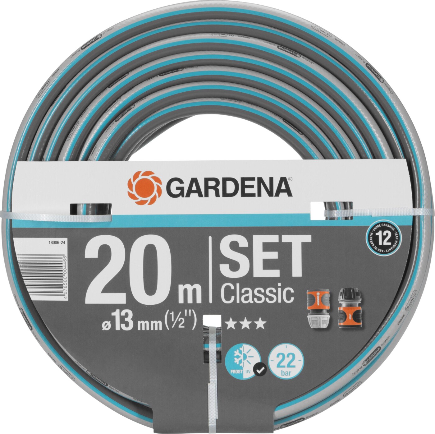 Gardena - Slange Classic 20 Mtr 1/2 Inkl Fittings - 20 M