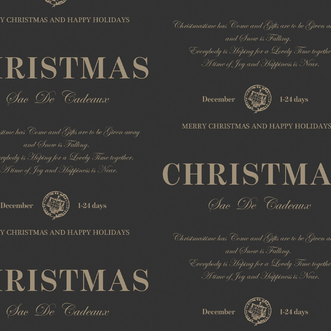 Gavepapir 57 Cm X 6meter Black Christmas - Scanseason