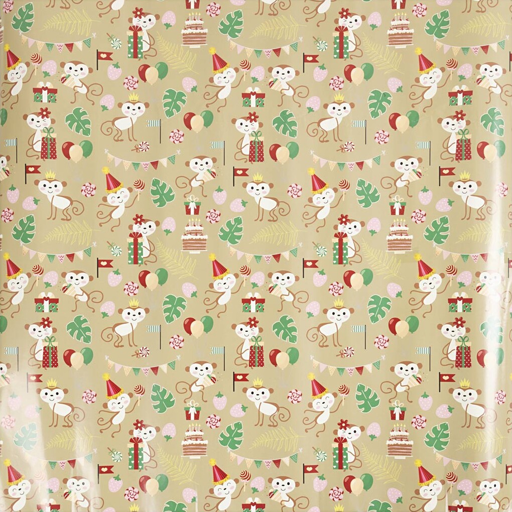 Gavepapir - Festlige Aber - B 50 Cm - 80 G - 100 M