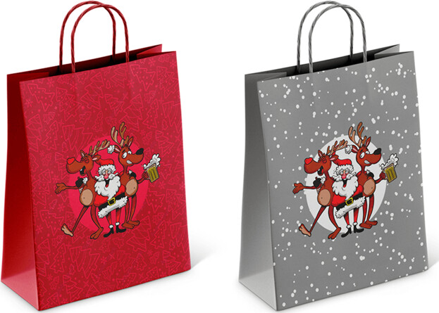 Julegavepose - Crazy Santa - Overraskelse - 34x25x8,5 Cm