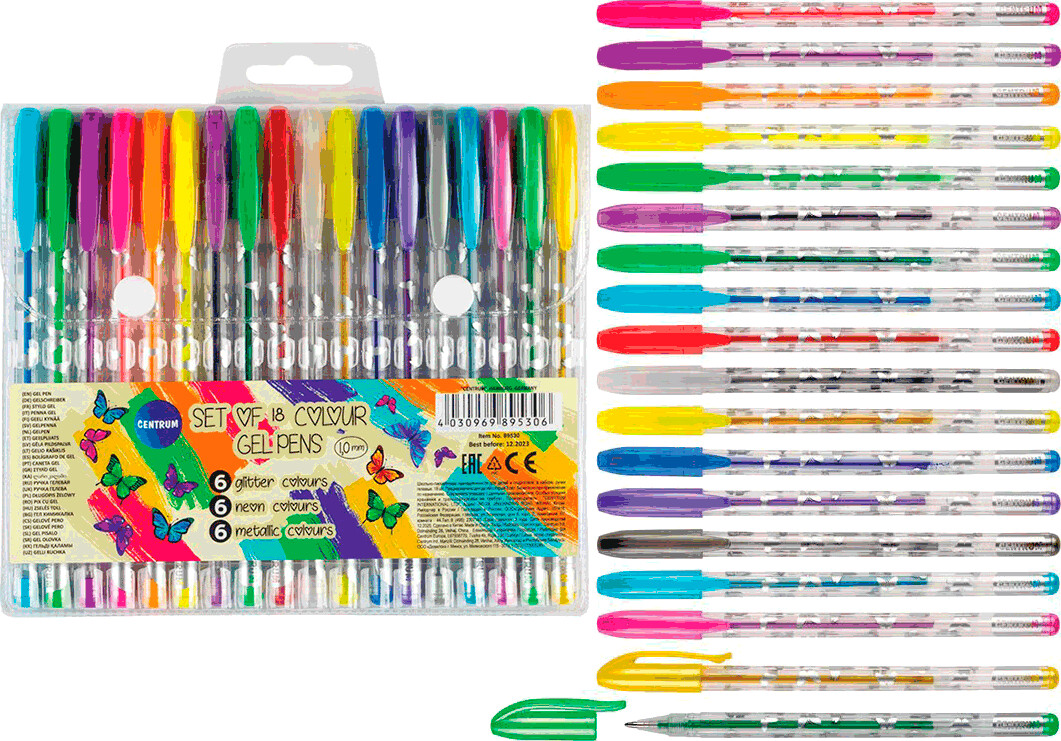 Gel Penne 18 Stk Neon / Metallic / Glitter - Centrum