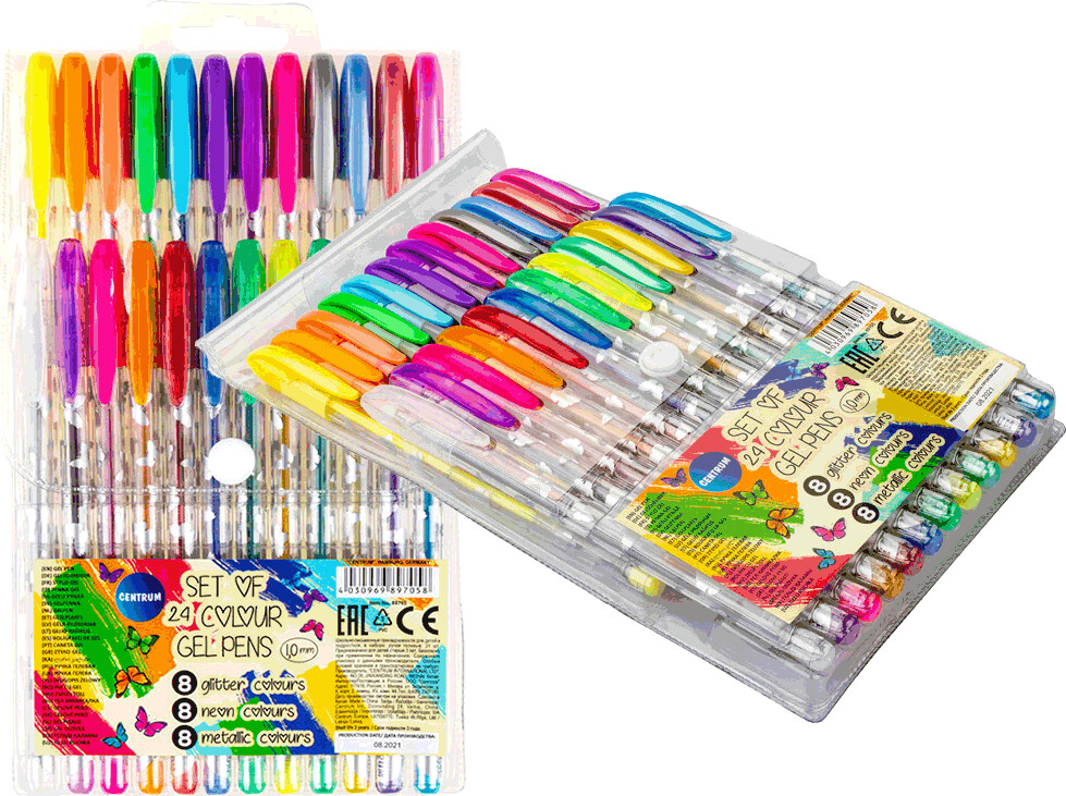 Gel Penne 24 Stk Neon / Metallic / Glitter - Centrum