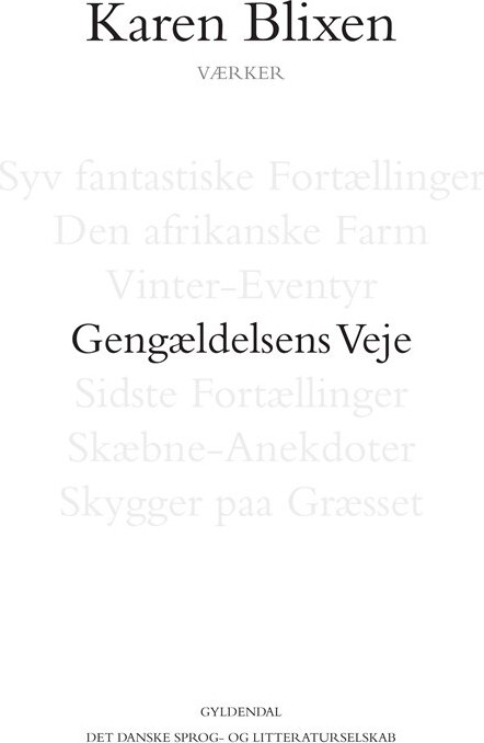 Billede af Gengældelsens Veje - Karen Blixen - Bog