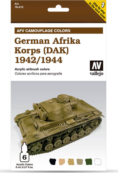 Vallejo - Maling Sæt - German Afrika Korps 1942-44 - Afv Camouflage - 6x8 Ml