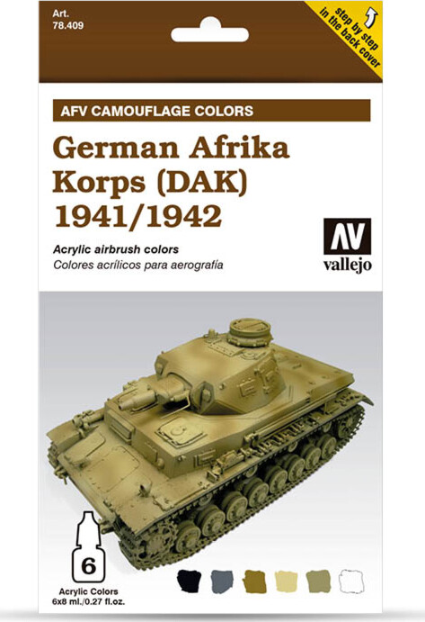 Vallejo - Maling Sæt - German Afrika Korps 1941-42 - Afv Camouflage - 6x8 Ml