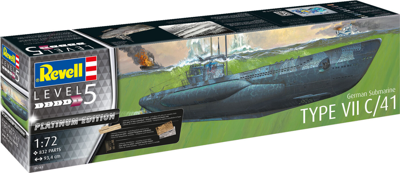 Revell - German Submarine Type Vii C/41 - 1:72 - Level 5 - 05163