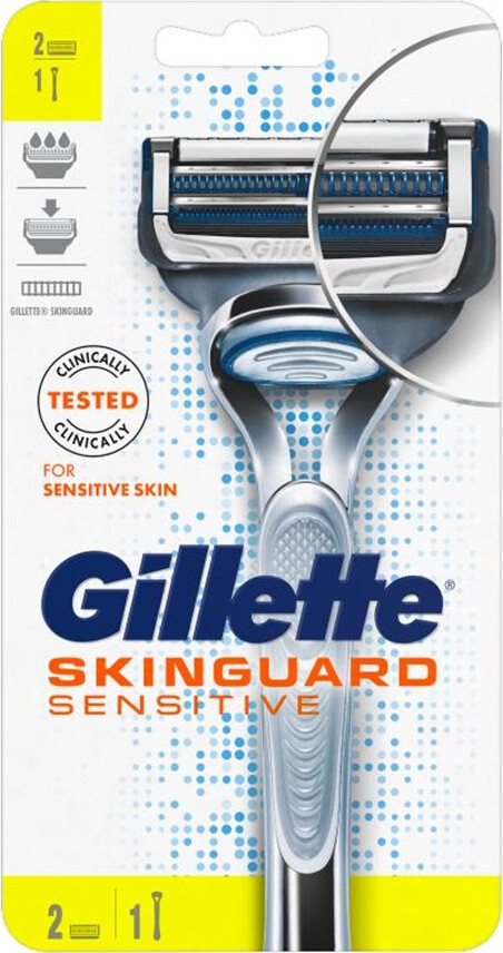 Se Gillette - Skinguard Sensitive Skraber Med 2 Barberblade hos Gucca.dk