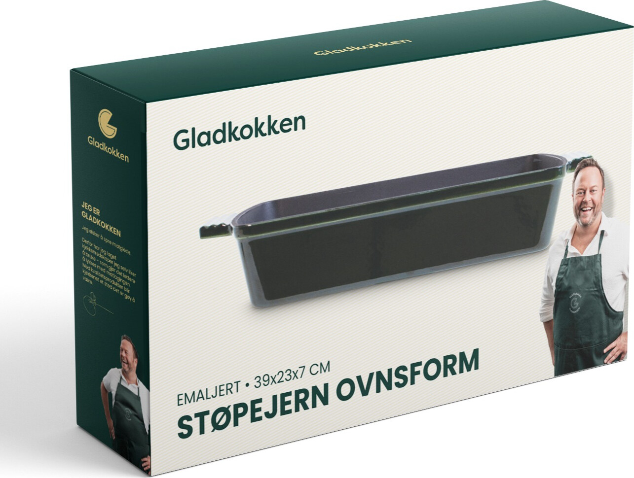 Gladkokken - Cast Iron Oven Dish - Deep Bottle Green - 39x23x7 Cm