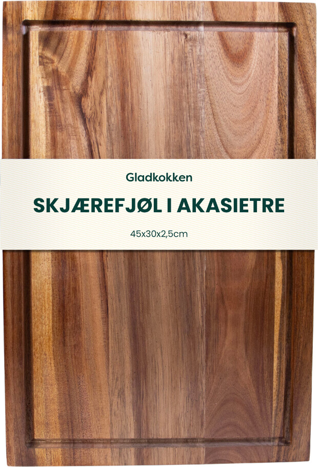 Gladkokken - Skærebræt - Akacietræ - Natural - 45x30x2.5 Cm