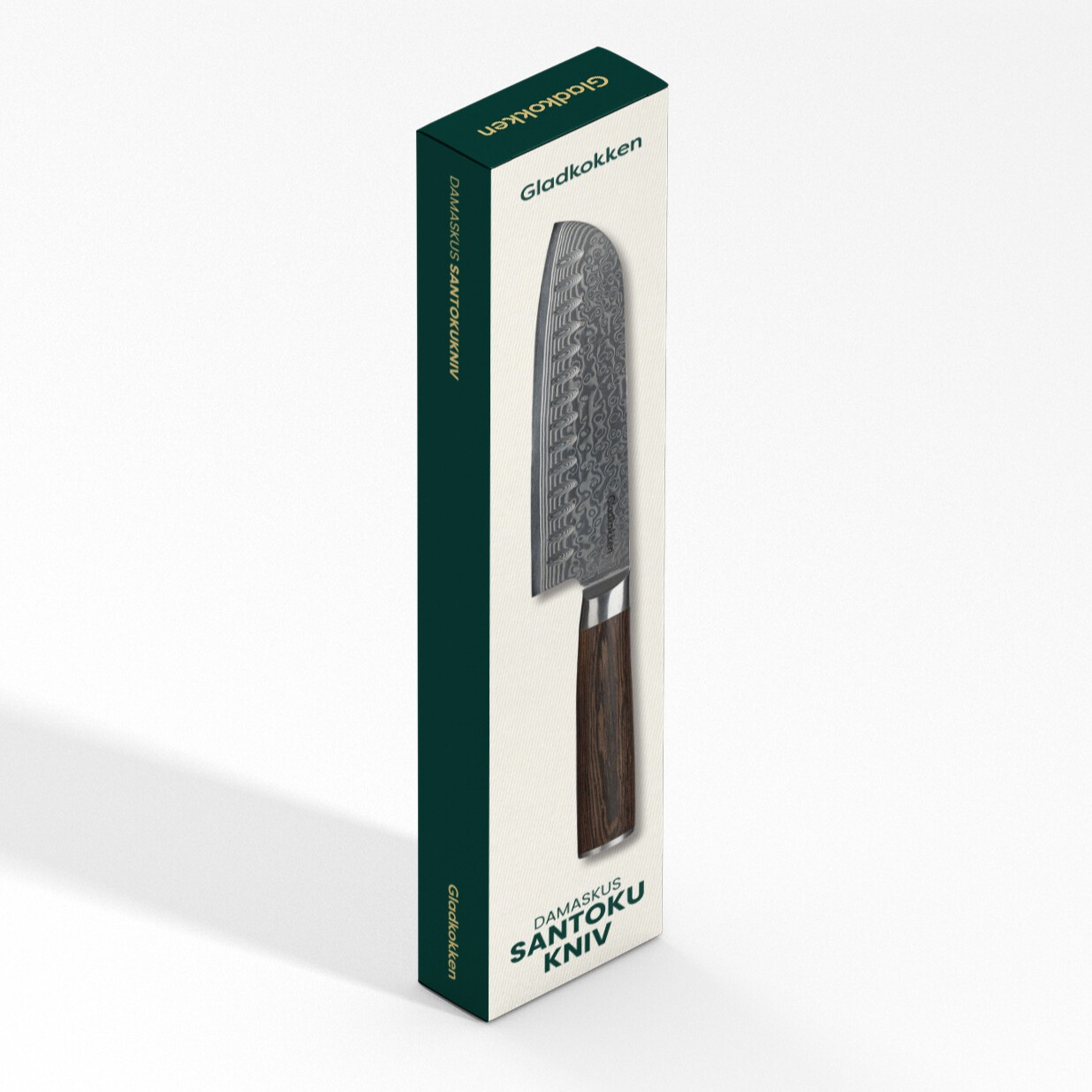 Gladkokken - Damaskus Santoku Kniv Med Luftskær - 18 Cm Blad