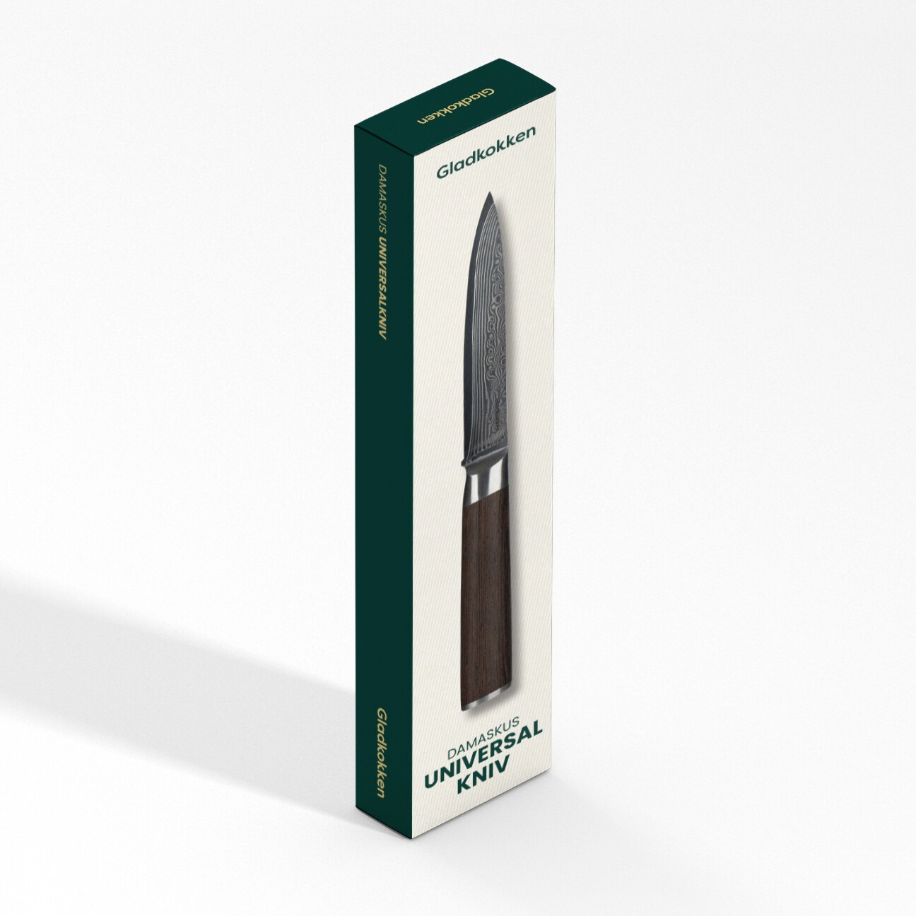 Gladkokken - Damaskus Utility Kniv Med Træskaft - 13 Cm Blad
