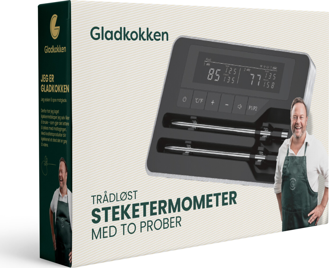 Gladkokken - Dobbelt Stegetermometer - Trådløst Med App - 90 M