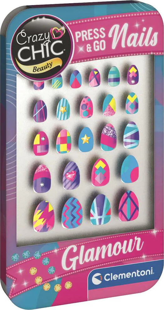 Clementoni - Crazy Chic - Press On Negle Til Børn - 24 Stk