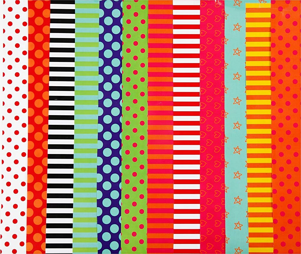 Billede af Glanspapir - 50 Ark - Mønstret - 24x32 Cm - Forskellige Farver
