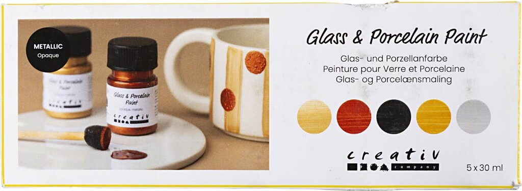 Glas- Og Porcelænsmaling - Metallic - Dækkende - Metallicfarver - 5x30 Ml