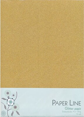 Glitter Papir Dobbelt A4 120g, 10stk Pakke Guld - Paper Line