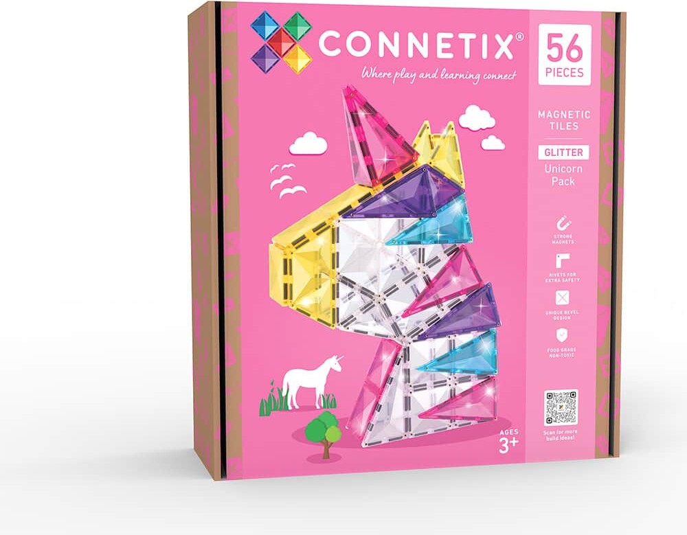 Connetix Magnetsæt - 56 Dele - Glitter Unicorn Pack
