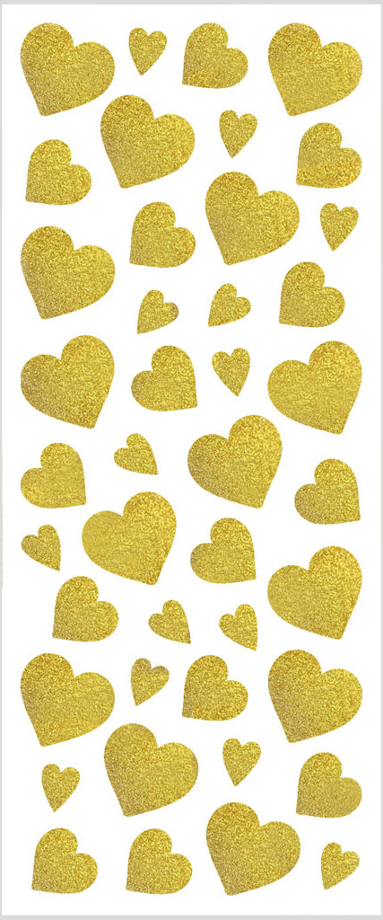 Hjerte Klistermærker - Glimmer - Guld - 2 Ark billede