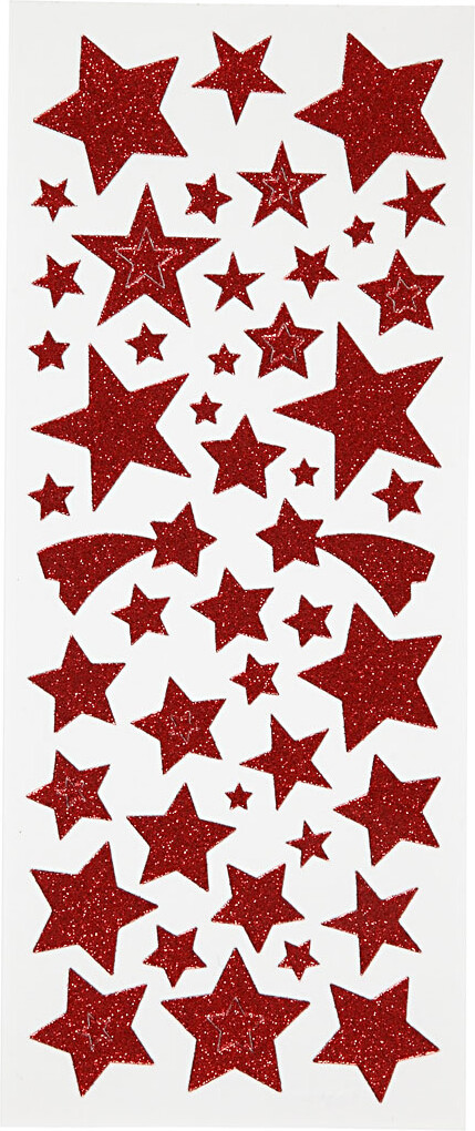 Stjerne Klistermærker - Glimmer - Rød - 2 Ark billede