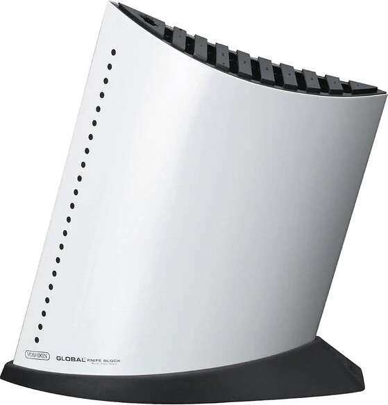 Global - Knivblok Til 9 Knive Og Stygestål - Hvid - Gkb-52
