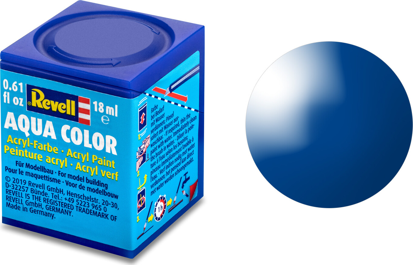 Revell - Maling - Aqua Color Gloss Blue Acrylic - Ral 5005 - 18 Ml - 36152