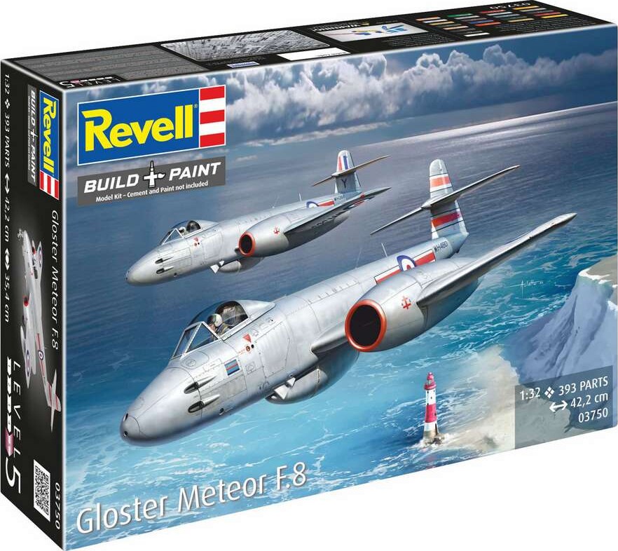 Revell 03750 Gloster Meteor F.8 Modelfly Byggesæt - 1:32 - 393 Dele
