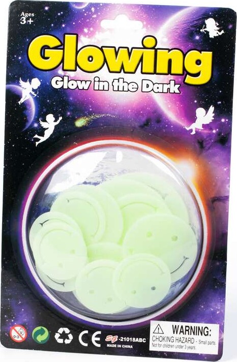 Glow-in-the-dark Smileys 14stk. Ass. I Blister - Glowing