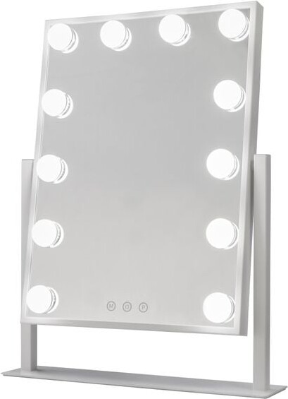Glow Up- Makeup Artist Mirror - Square Tilt W. 12 Led Lamps - White