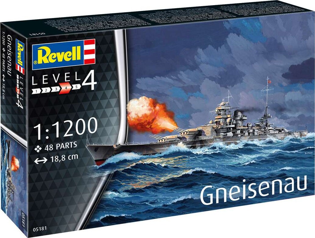 Revell - Gneisenau Model Slagskib - 1:1200 - Level 4 - 05181