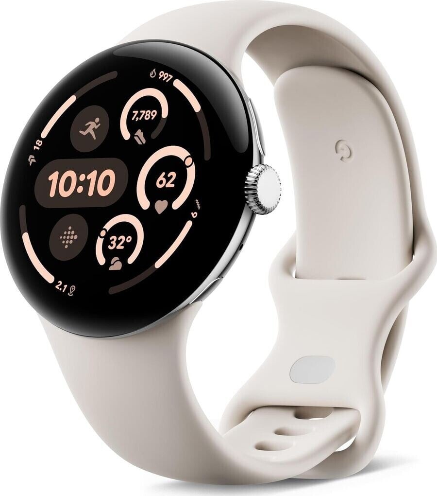 Google - Pixel Watch 3 45mm Bluetooth Silver / Porcelain