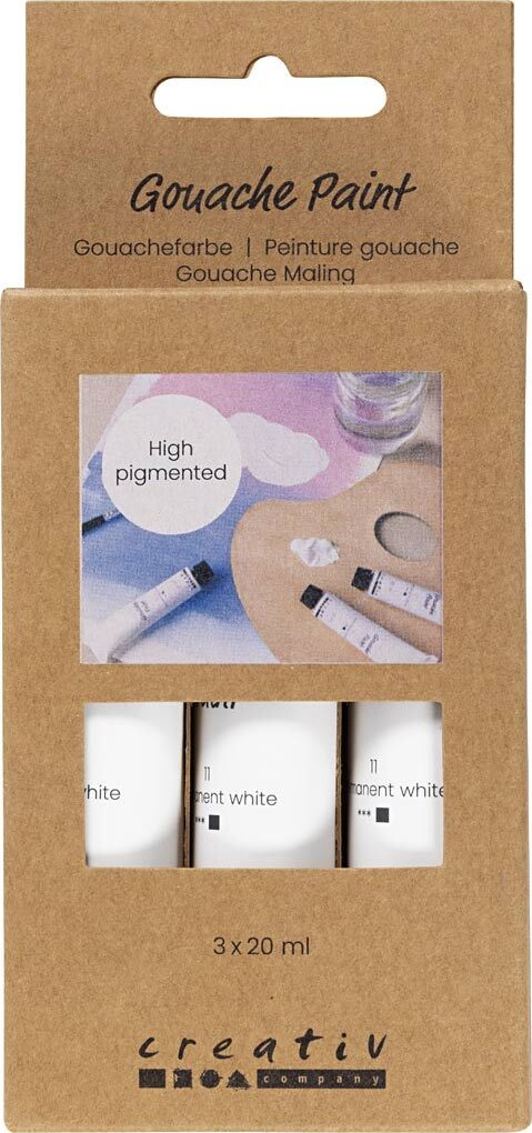 Gouache Maling - Hvid - 3x20 Ml