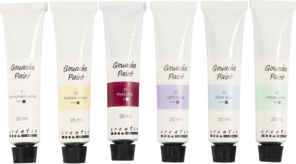 Creativ Company Gouache Maling - 6x20ml - Pastel Farver