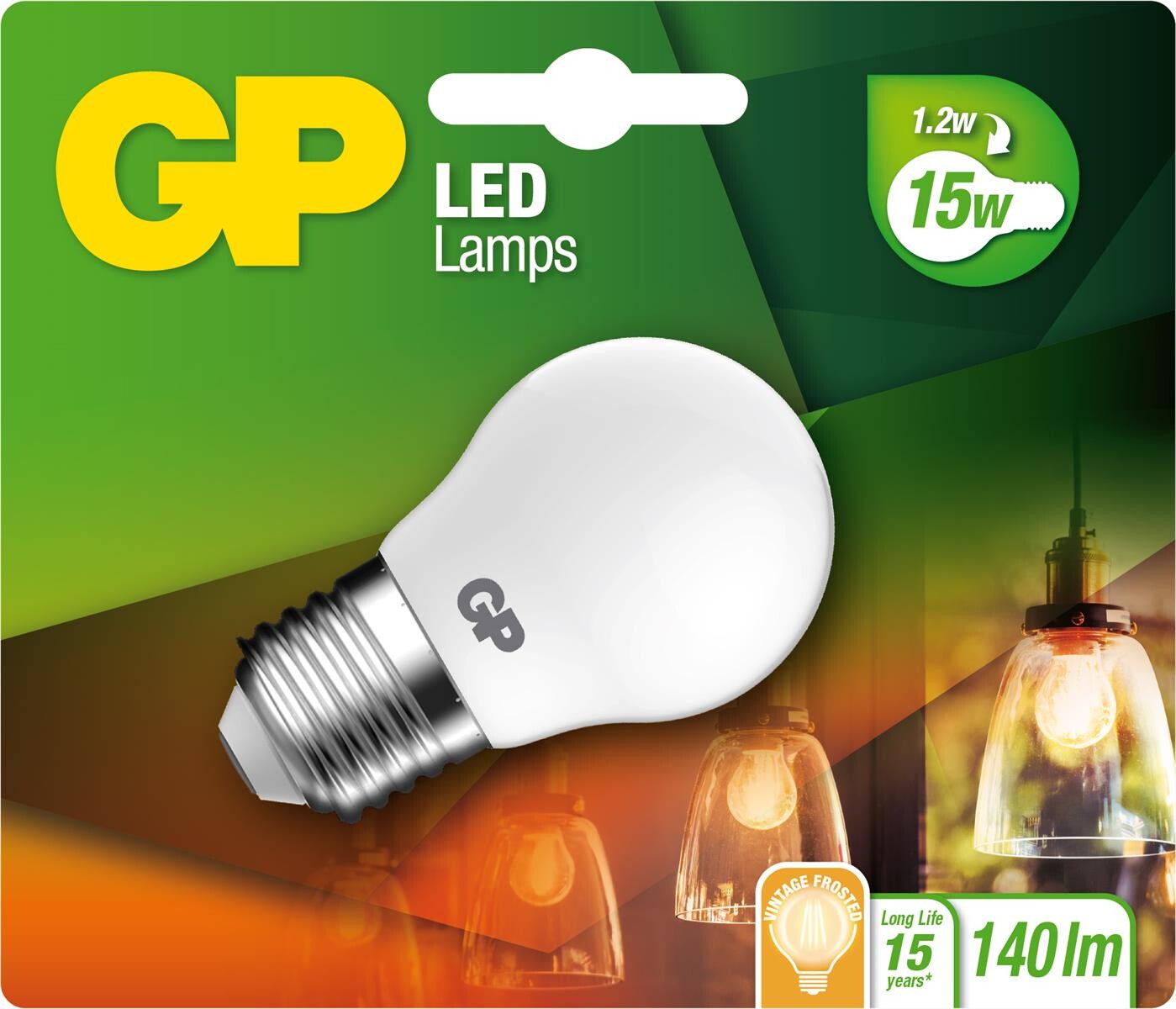 Gp - Led Pære - Filament Frost Mini Globe - E27 1.2w 15w 136 Lm