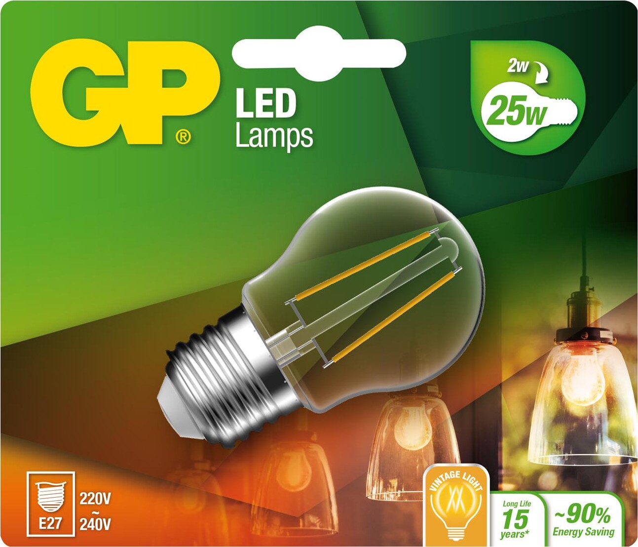 Gp - Led Pære - Filament Mini Globe - E27 2w 25w 250 Lm