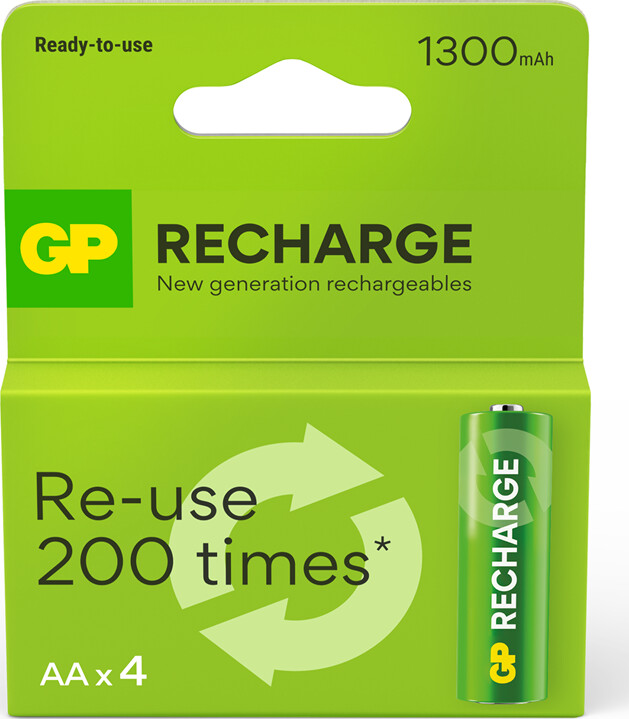 Gp - Recharge Genopladelige Batterier - Aa 1300 Mah - 4 Stk