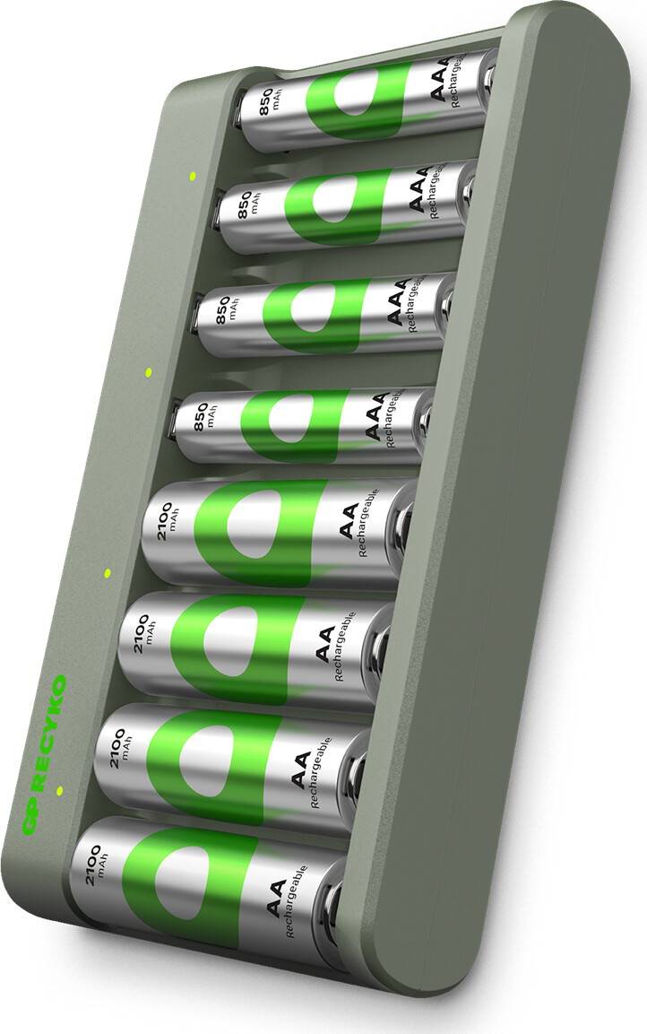 Gp - Recyko Econ Battery Charger, E821 (usb), Incl. 4 X Aa 2100 Mah + 4 X Aaa 850 Mah Batteries