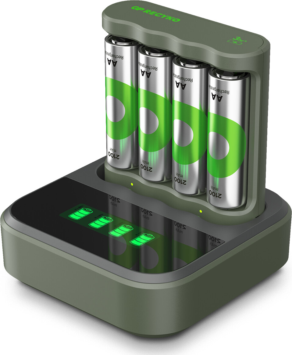 Gp - Recyko Aa Usb Charger - B441 Batteri Oplader + Dock + 4 Batterier