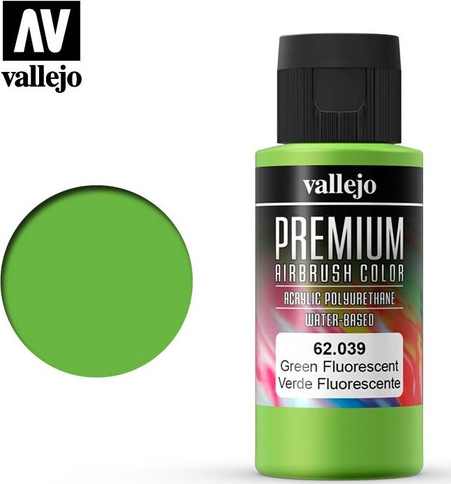 Vallejo - Premium Airbrush Maling - Green Fluorescent 60 Ml