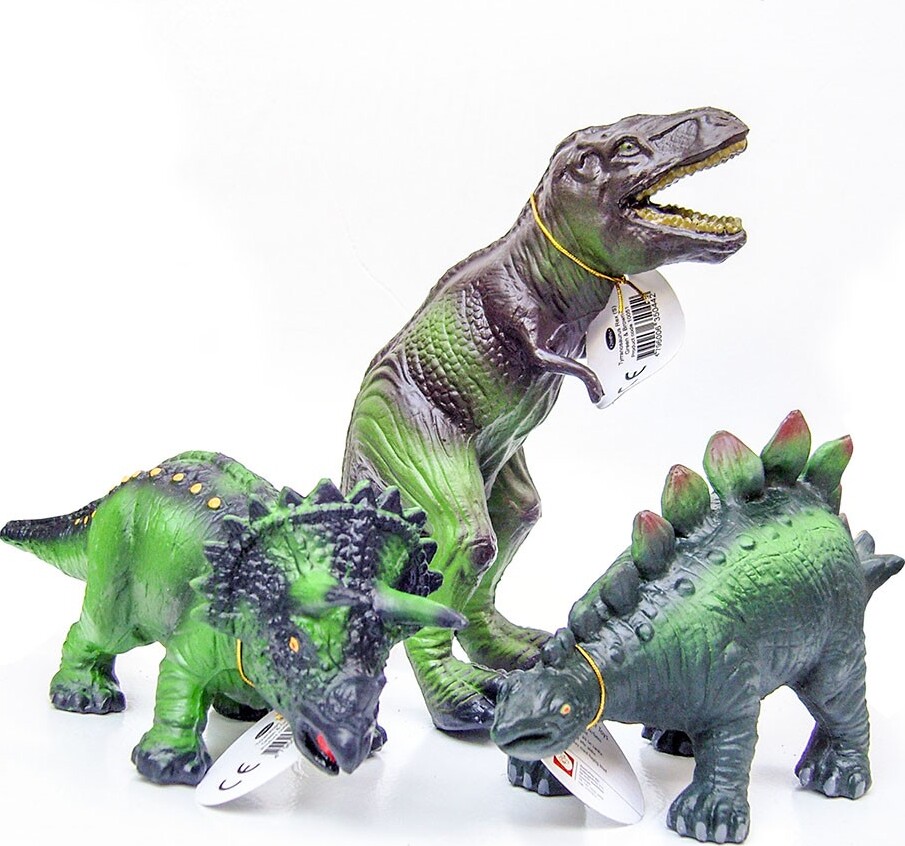 Green Rubber Toys - Dinosaur Figur Sæt - 3 Stk.