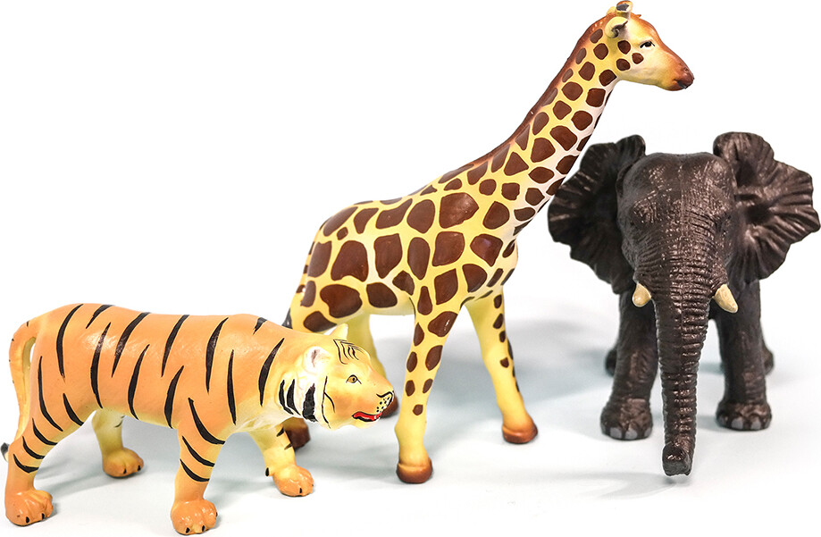 Green Rubber Toys - Jungle Dyr Figur Sæt - 3 Stk.