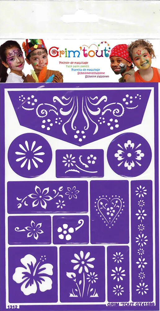 Grim Tout - Blomster - Stencil Til Ansigtsmaling