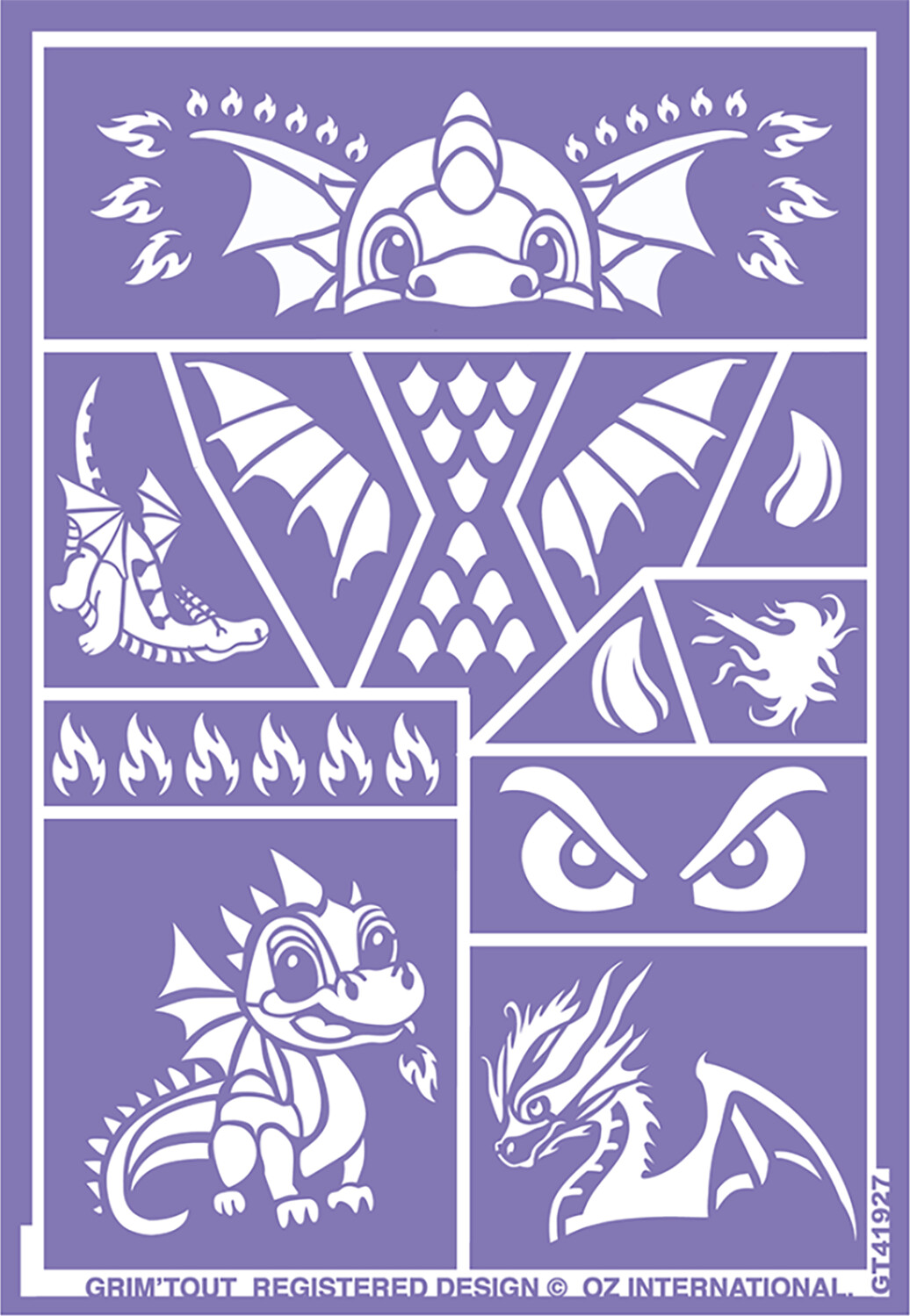Grim Tout - Drage - Stencil Til Ansigtsmaling