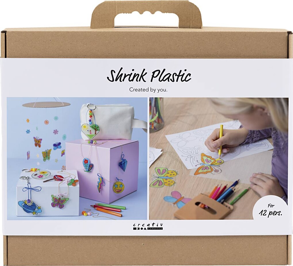 Gruppe Diy Kit Krympeplast - Uro - Halskæde - Armbånd - Nøgleringe - Assorterede Farver