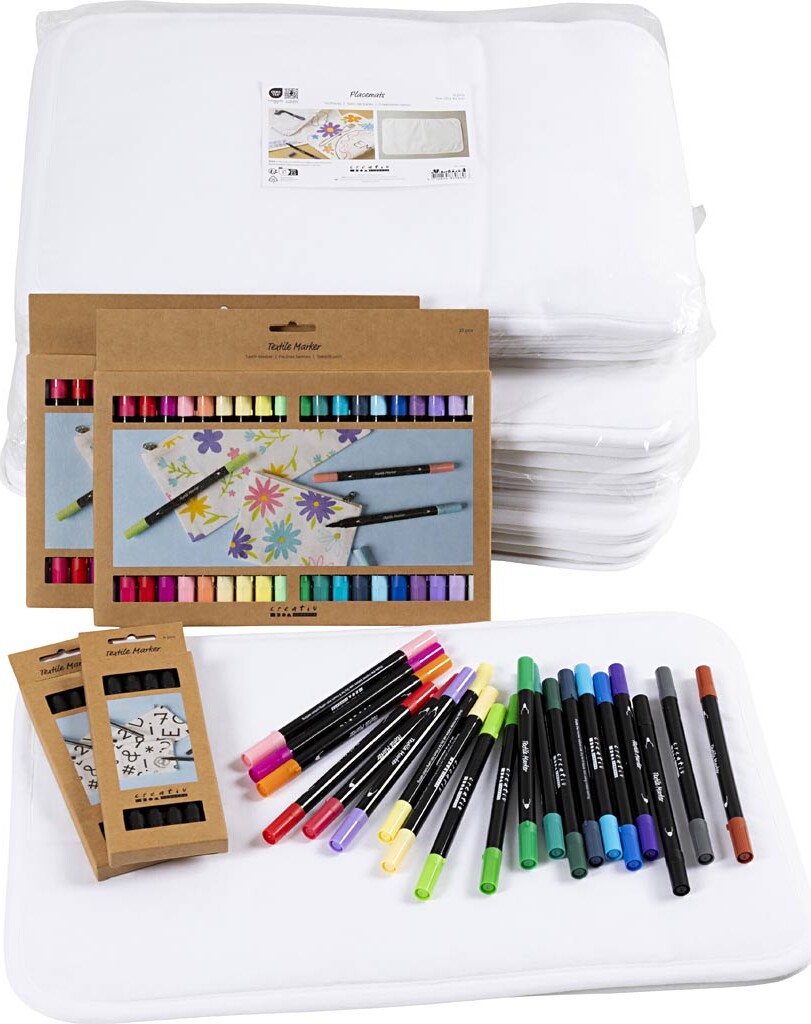 Gruppe Diy Kit Mal Din Egen Dækkeserviet - Str. 30x45 Cm - Tykkelse 2,3+3,6 Mm - Assorterede Farver - 30 Stk.